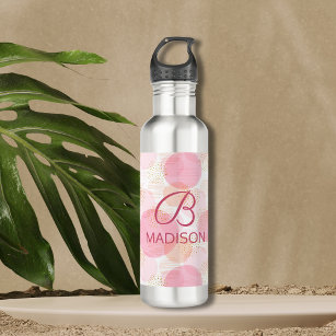 Monogram Modern Pink Girly Glitter Personalised 710 Ml Water Bottle