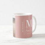 Monogram modern pink personalised photo family coffee mug<br><div class="desc">Monogram modern family blush pink and white monochrome stylish elegant photo matching family gift. Ideal for family reunions,  vacations,  birthday and Christmas parties.</div>