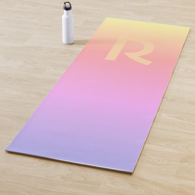Monogram Modern Pink Sunset Colours Yoga Mat (In Situ)