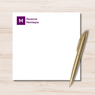 Monogram Modern Plum Purple Personalized Script Card