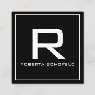 Monogram Modern Professional Chic Black Square Business Card