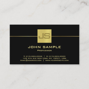 Monogram Modern Professional Elegant Black Gold Business Card
