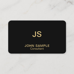 Monogram Modern Professional Elegant Black Gold Business Card