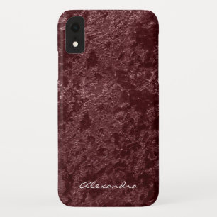 Monogram Modern Red Velvet Faux Fabric iPhone XR Case