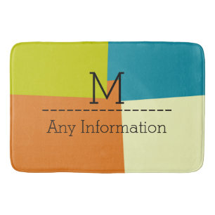 Monogram Modern Retro Colour Geometric Pattern Bath Mat