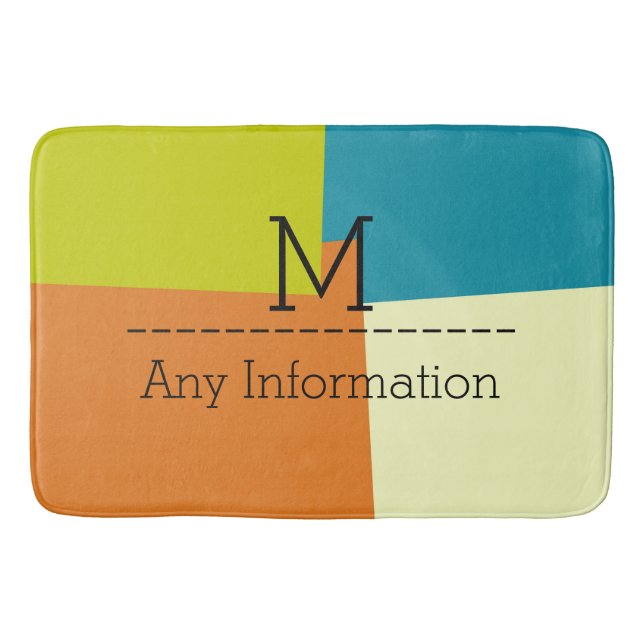 Monogram Modern Retro Colour Geometric Pattern Bath Mat (Front)