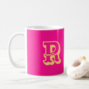 Monogram Modern Retro Font Hot Pink Coffee Mug
