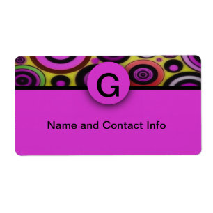 Monogram Modern Retro Pattern Avery Label