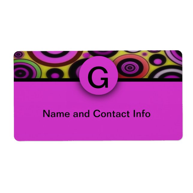 Monogram Modern Retro Pattern Label (Front)