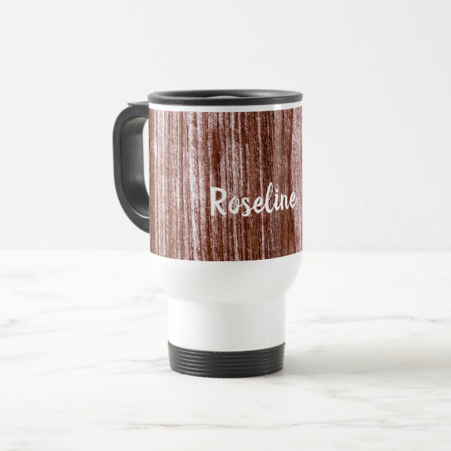 Monogram Modern Rose Brown Travel Mug (Front Left)