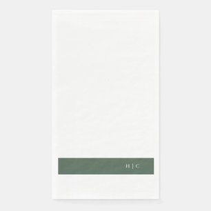Monogram Modern Sage Moss Plain Simple Wedding Napkin