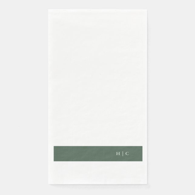 Monogram Modern Sage Moss Plain Simple Wedding Napkin (Front)