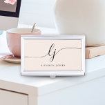 Monogram Modern Script Calligraphy Elegant Business Card Holder<br><div class="desc">Monogram Modern Script Calligraphy Elegant Business Card Case</div>