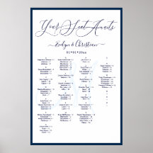 Monogram Modern Script DIY Colour Seating Chart