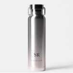 Monogram Modern Silver Black Water Bottle<br><div class="desc">Add your monogram and name to this stylish modern water bottle. Perfect for wedding party favours,  bridal shower,  anniversary gifts,  house warming gift or everyday use. Easy to customise.</div>