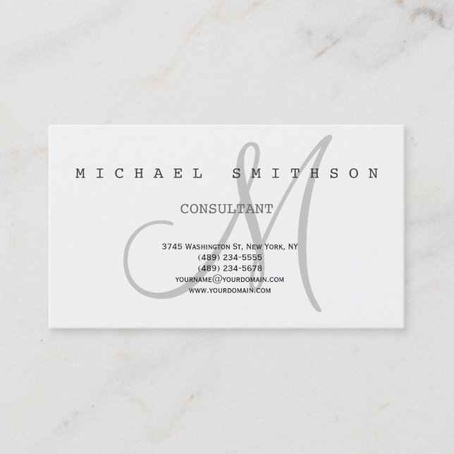 Monogram Modern Simple Consultant Business Card (Front)