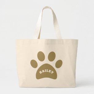 Monogram Modern Simple Cute Paw Print Large Tote Bag
