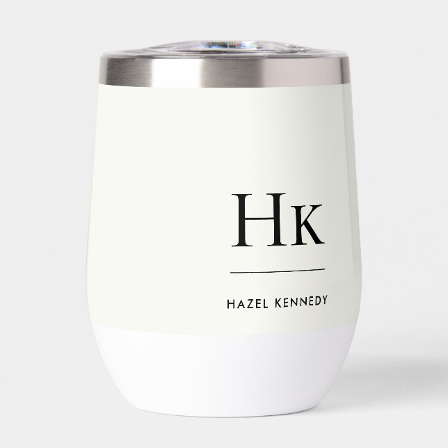 Monogram Modern Simple Elegant Ivory White Custom (Front)