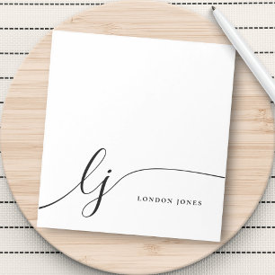 Monogram Modern Simple Feminine Black White Notepad