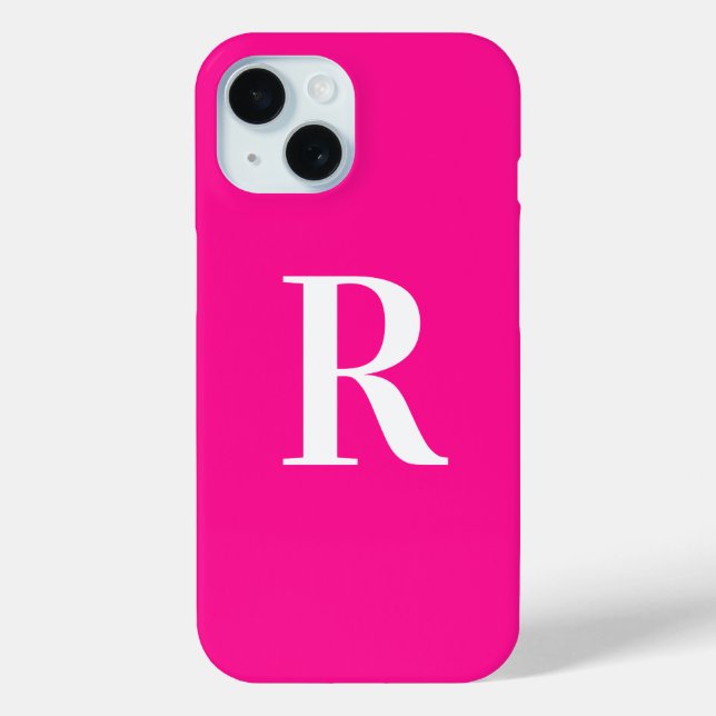 Monogram Modern Simple Hot Pink Case-Mate iPhone Case (Back)