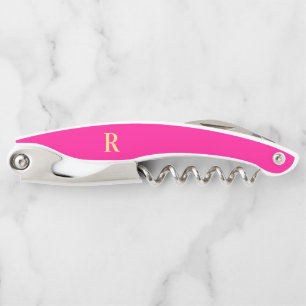 Monogram Modern Simple Hot Pink Corkscrew