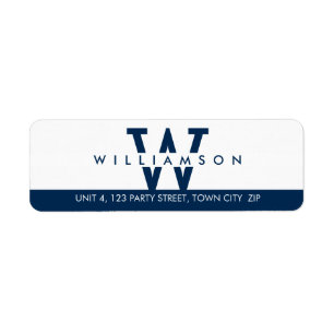 MONOGRAM modern simple initial name dark navy blue