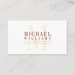MONOGRAM modern simple masculine gold burgundy red Business Card