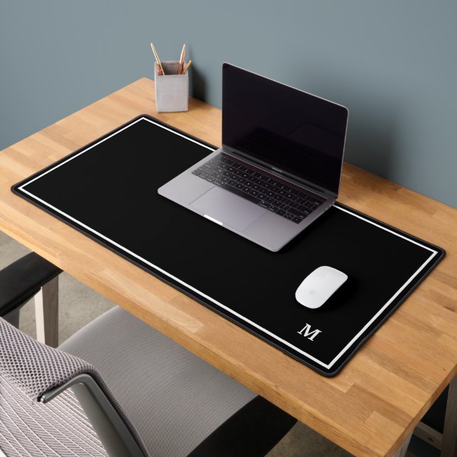 Monogram Modern Simple Minimalist Elegant Frame Desk Mat (Office 2)