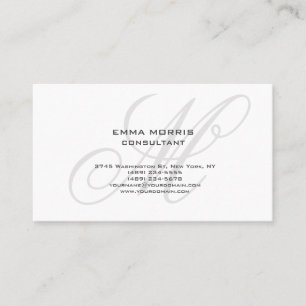 Monogram Modern Simple Minimalist Plain Business Card