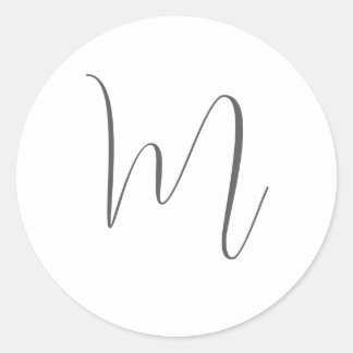 Monogram Modern Simple Minimalist Plain Classic Round Sticker