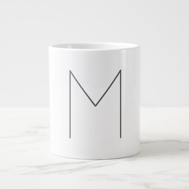 Monogram Modern Simple Minimalist Plain Large Coffee Mug (Front)