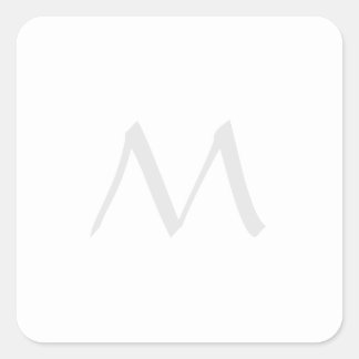 Monogram Modern Simple Minimalist Plain Square Sticker