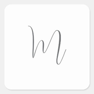 Monogram Modern Simple Minimalist Plain Square Sticker