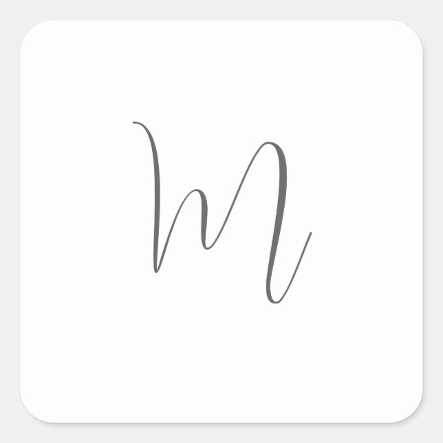 Monogram Modern Simple Minimalist Plain Square Sticker (Front)
