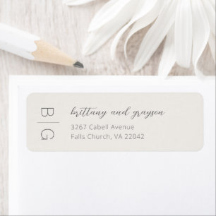 Monogram Modern Simple Wedding Return Address