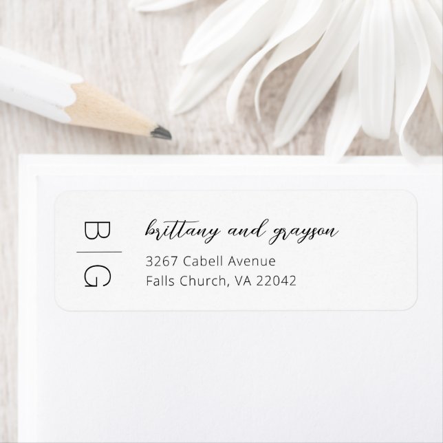 Monogram Modern Simple Wedding Return Address Labe (Insitu)