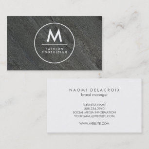 Monogram Modern Slate Rock Sleek Business Card