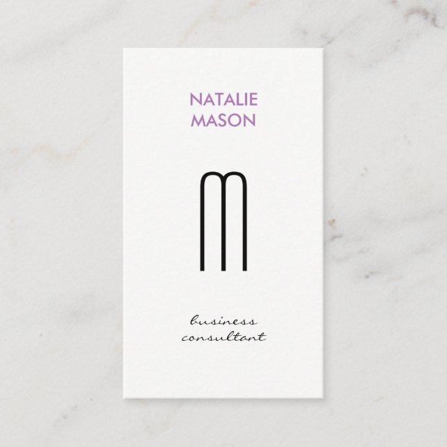 Monogram Modern Sleek and Slim 3 Business Card (Front)