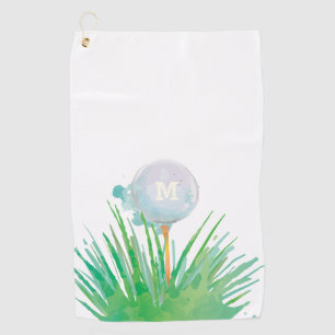Monogram. Modern Sport. Golf Ball In Watercolor. Golf Towel
