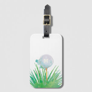 Monogram   Modern Sport   Golf Ball In Watercolor Luggage Tag