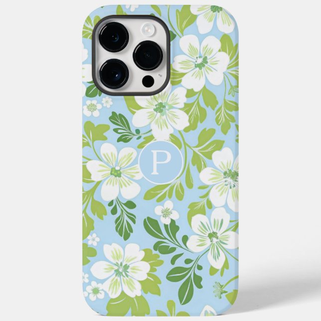 Monogram Modern Spring Primroses Floral Pattern  Case-Mate iPhone Case (Back)