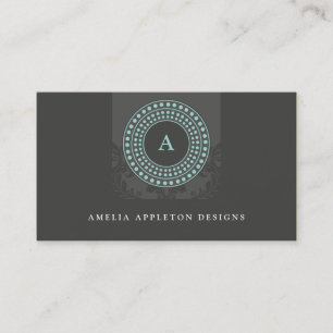MONOGRAM modern stylish rotor grey mint Business Card