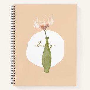 Monogram modern sweet background watercolor floral notebook