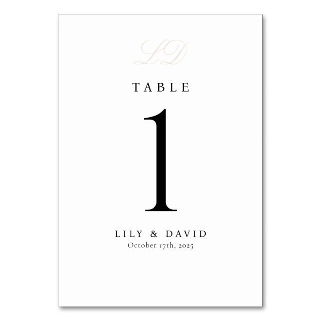 Monogram Modern Table Number (Front)