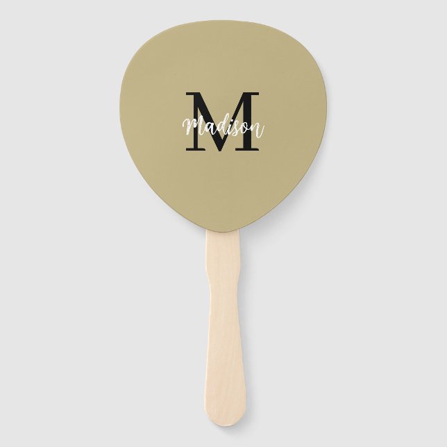 Monogram Modern Tan Black Sand Hand Fan (Front)