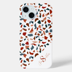 Monogram Modern Terrazzo Mosaic Pattern  iPhone 15 Case