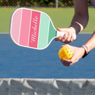 Monogram Modern Trendy Elegant Colours Template Pickleball Paddle