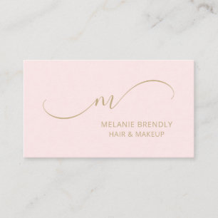 Monogram Modern Trendy Pink Business Card