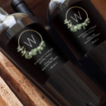 Monogram Modern wreath Personalised Christmas Wine Label<br><div class="desc">We love bringing wine for the host or hostess during the Christmas Season, and also give wine as gift during the holidays. This wine label makes labelling these welcome gifts easy on you and customised from you. Featuring a modern gold, half Christmas wreath with an area for a Monogram of...</div>