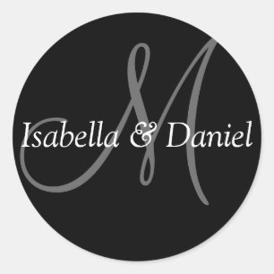 Monogram Monogram Custom Names Invite Envelope Classic Round Sticker